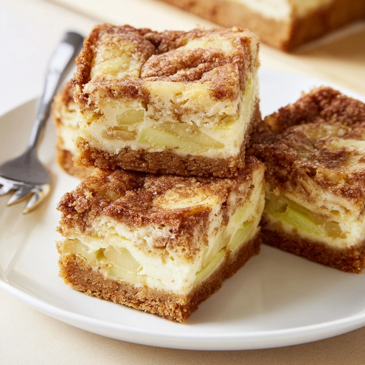 Decadent cream cheese apple cinnamon swirl bars perfect for fall desserts or gatherings.  
