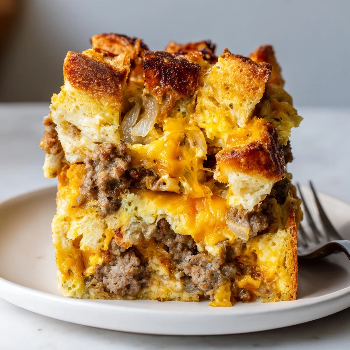 Sausage and Cheese Breakfast Casserole layered with fluffy eggs and savory sausage, perfect for brunch.