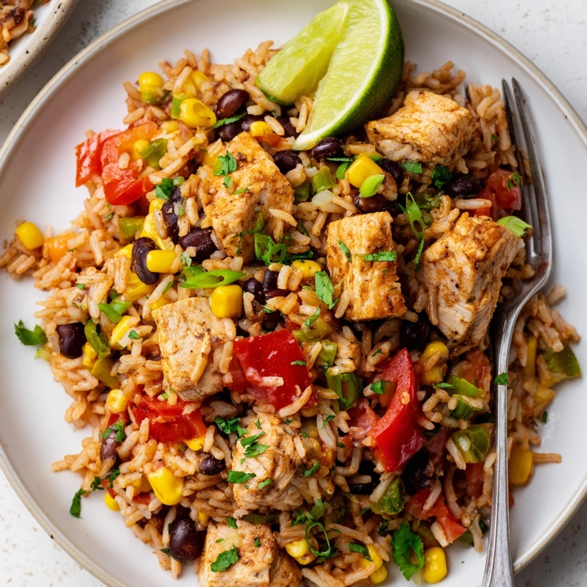 Vibrant one-pot Southwest Chicken and Rice Pot featuring tender chicken and black beans.  