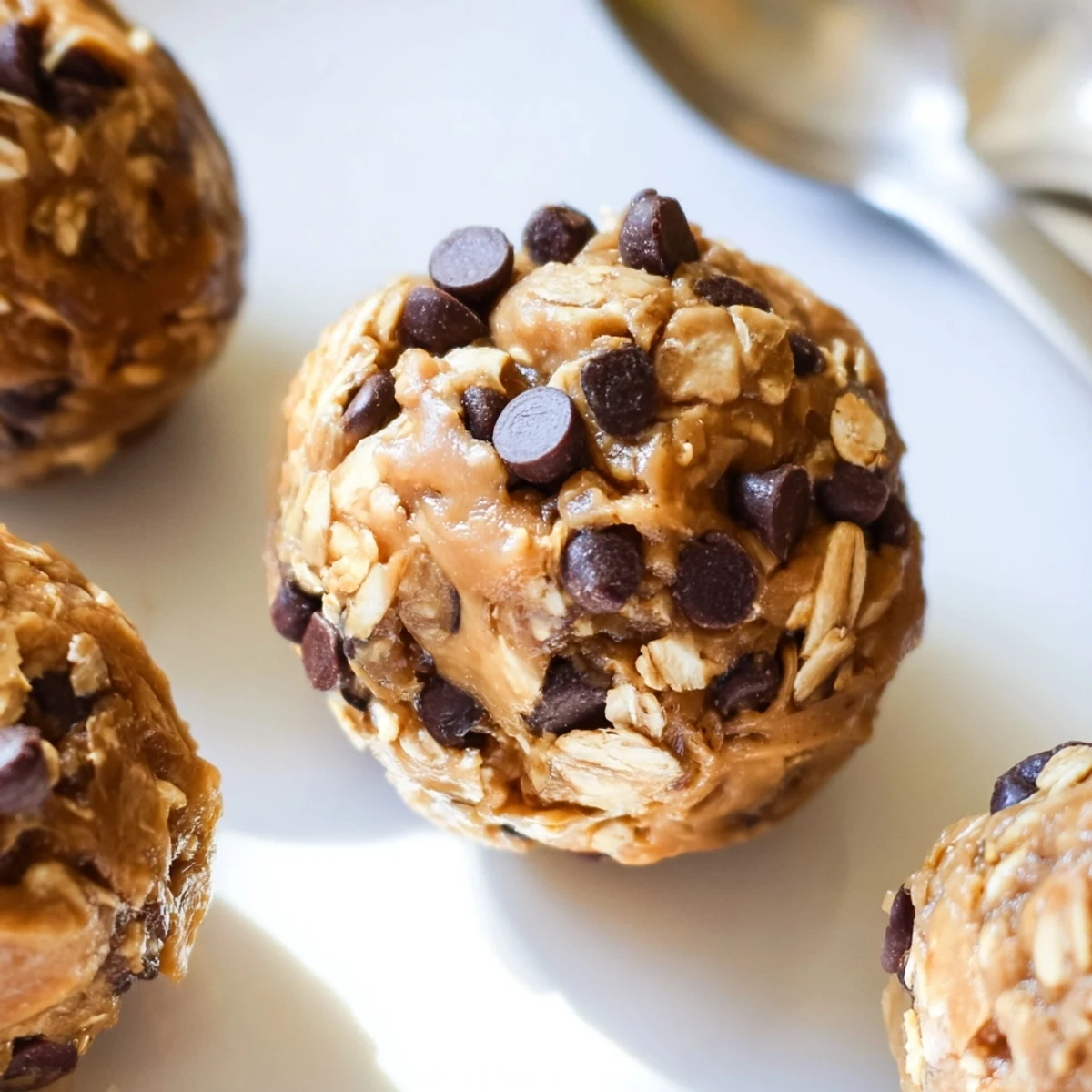 No-bake peanut butter chocolate chip energy balls, ideal for post-workout energy boosts.  