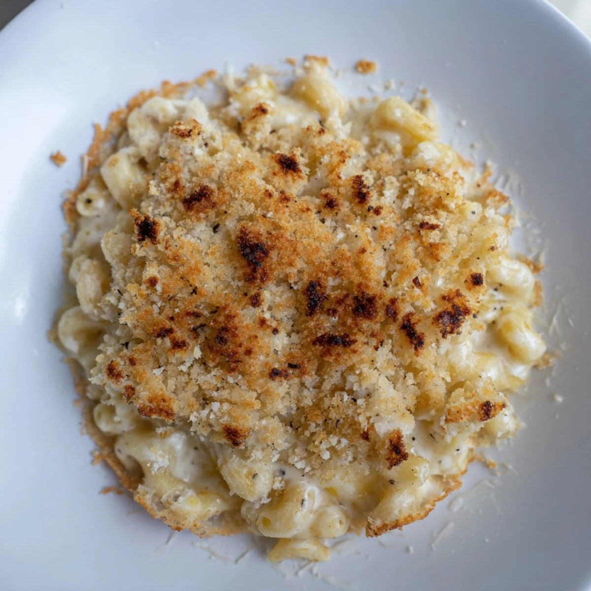 Golden-brown baked macaroni and cheese bubbling, a family favorite with creamy, cheesy goodness.