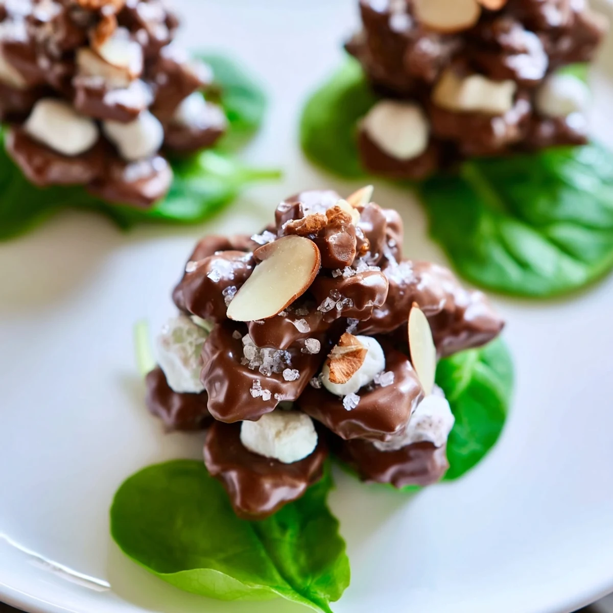 A close-up of a whimsical Coco Pop chocolate pinecone dessert, dusted with sugar and ready to eat.