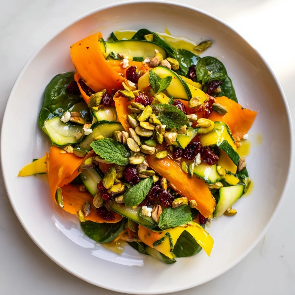 Imagine the refreshing textures: a beautiful Pistachio and Cranberry Layered Salad, ready to enjoy immediately!