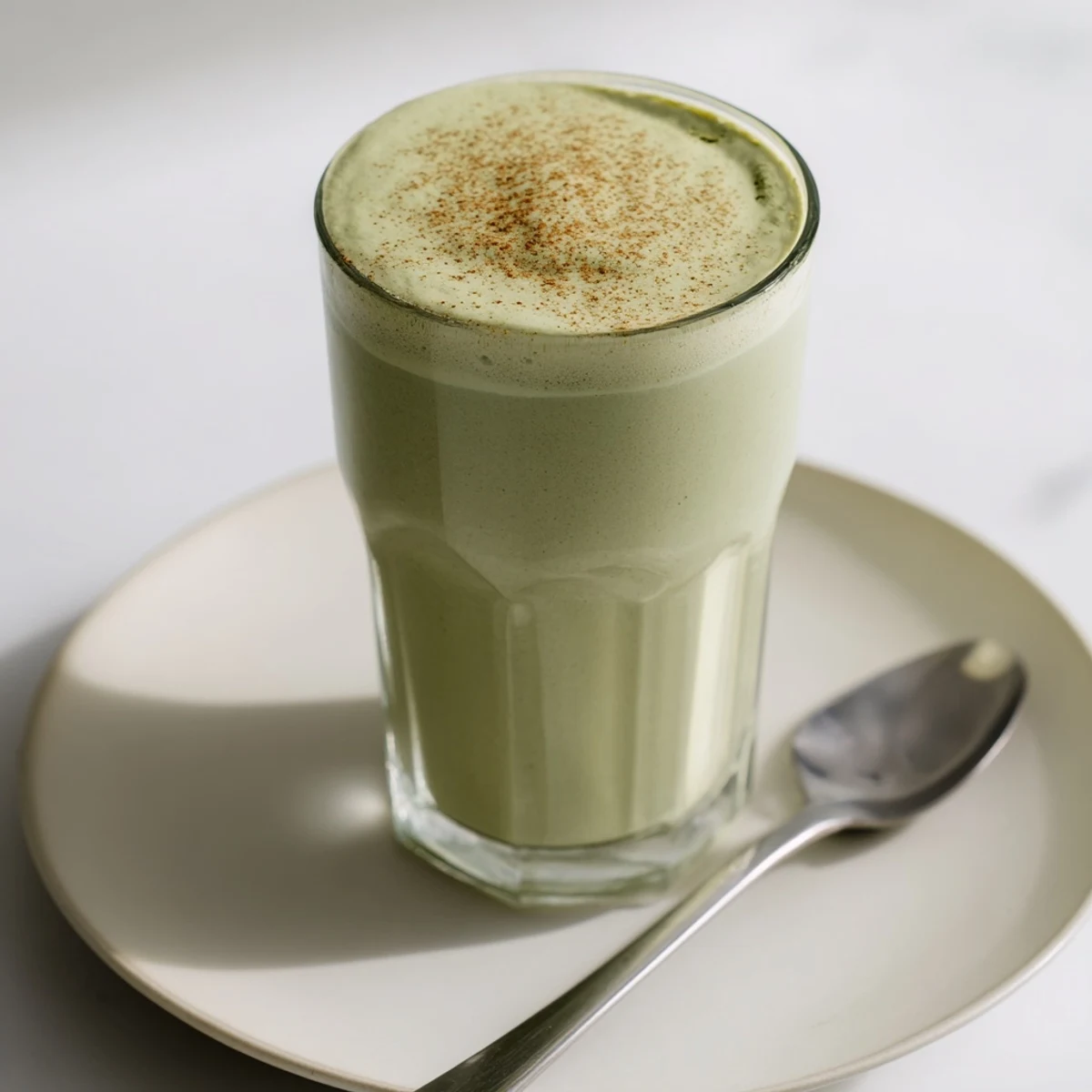 This healthy Matcha Eggnog Collagen Breakfast Smoothie is a festive, gluten-free, protein-packed breakfast treat.