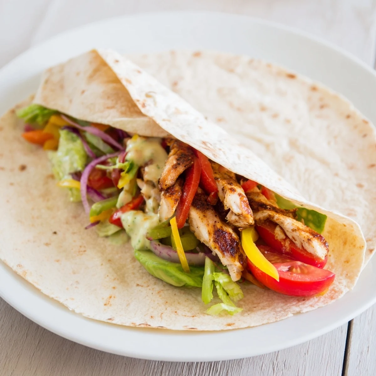 Sheet-Pan Fajita Chicken Rainbow Wraps, featuring savory chicken and vibrant roasted vegetables, ready to be wrapped.