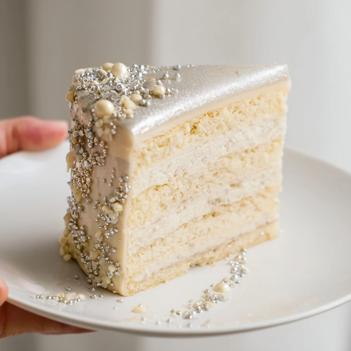 A shimmering Diamond Ring Engagement Board: layers of cake and white chocolate sparkle attractively.