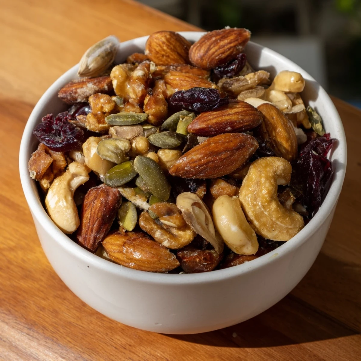 Warm, fragrant Squirrels Gourmet Nut Bowl is perfectly toasted with a hint of maple syrup, ready to enjoy.