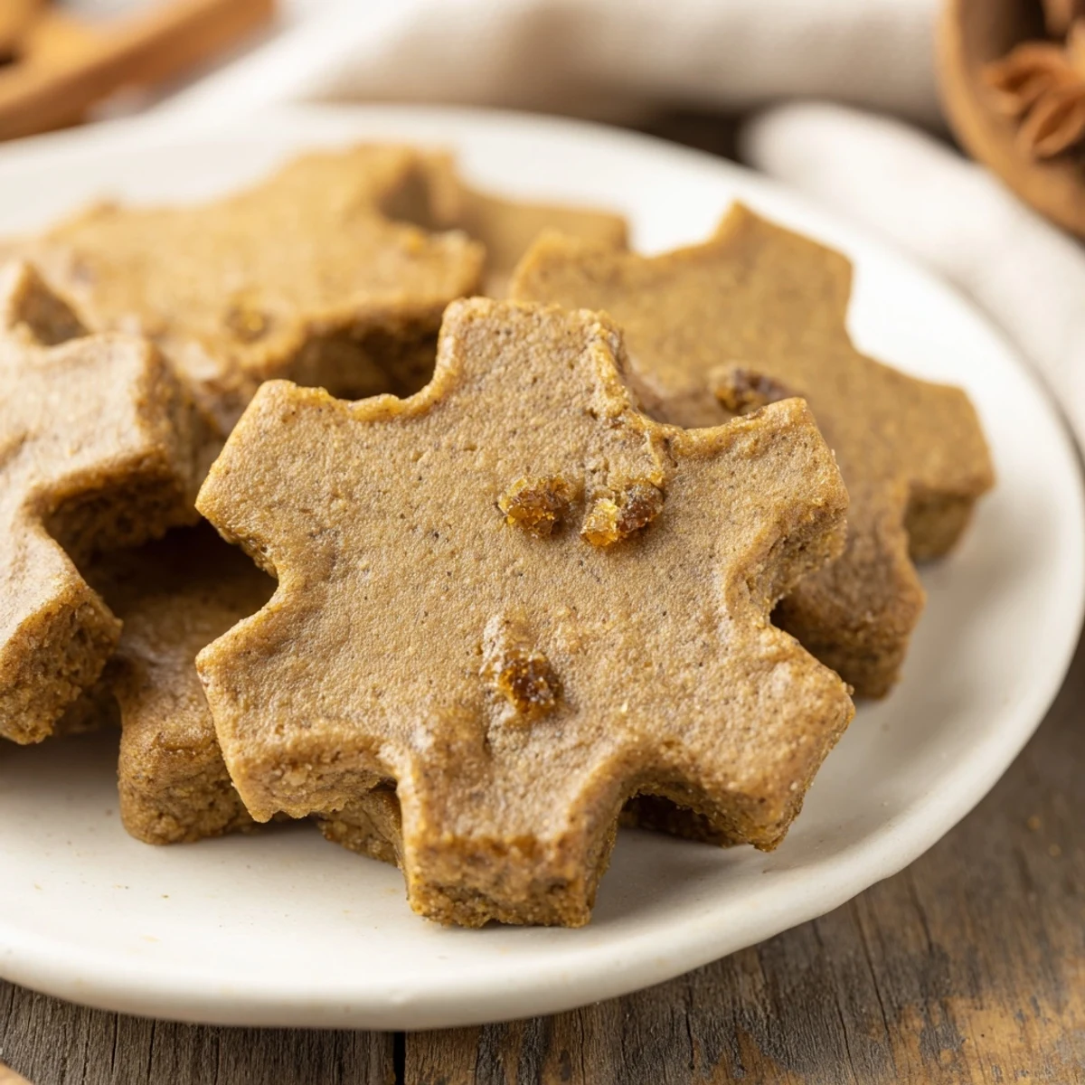 A plate of Festive Christmas Joy Trios tempts with gingerbread cookies, bark, and creamy tartlets, perfect for sharing.