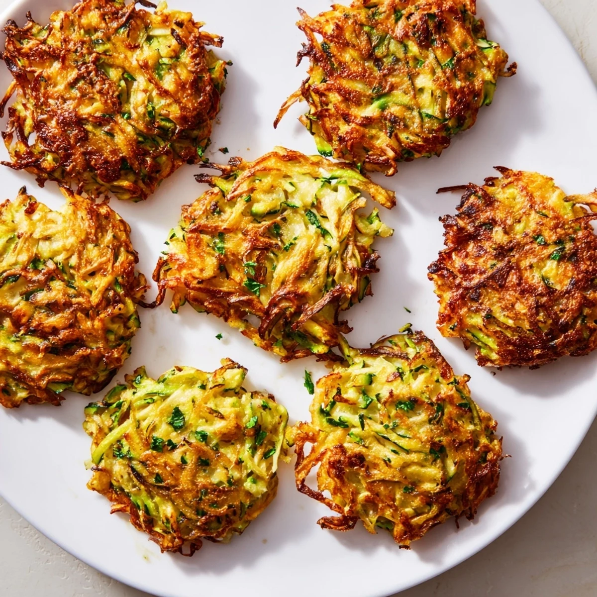 Golden-brown High-Protein Chicken Zucchini Fritters sizzling in the pan, ready for a delicious, healthy dinner.