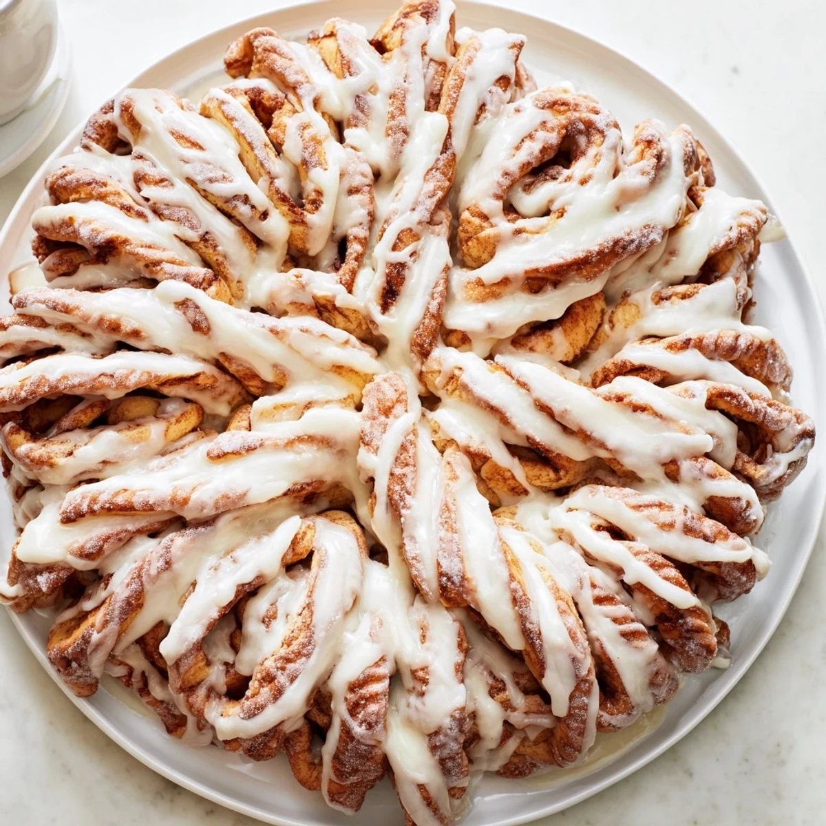 Soft, pull-apart pieces of a Giant Snowflake Sweet Roll, showcasing the flavorful layers inside.