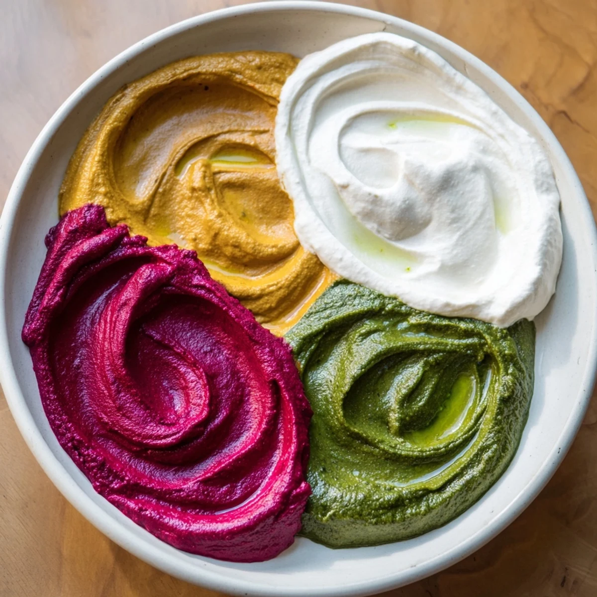 This colorful Marble Swirl features swirled hummus with crackers, perfect for dipping and sharing.