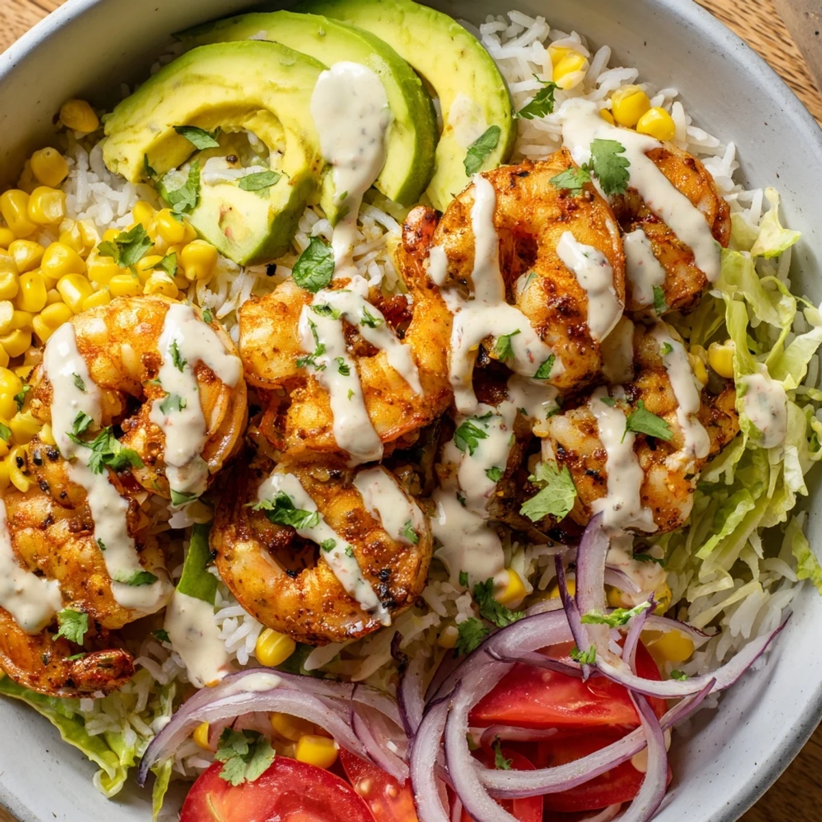 Imagine a delicious and easy meal: vibrant Cajun shrimp taco bowls with a creamy lime sauce.
