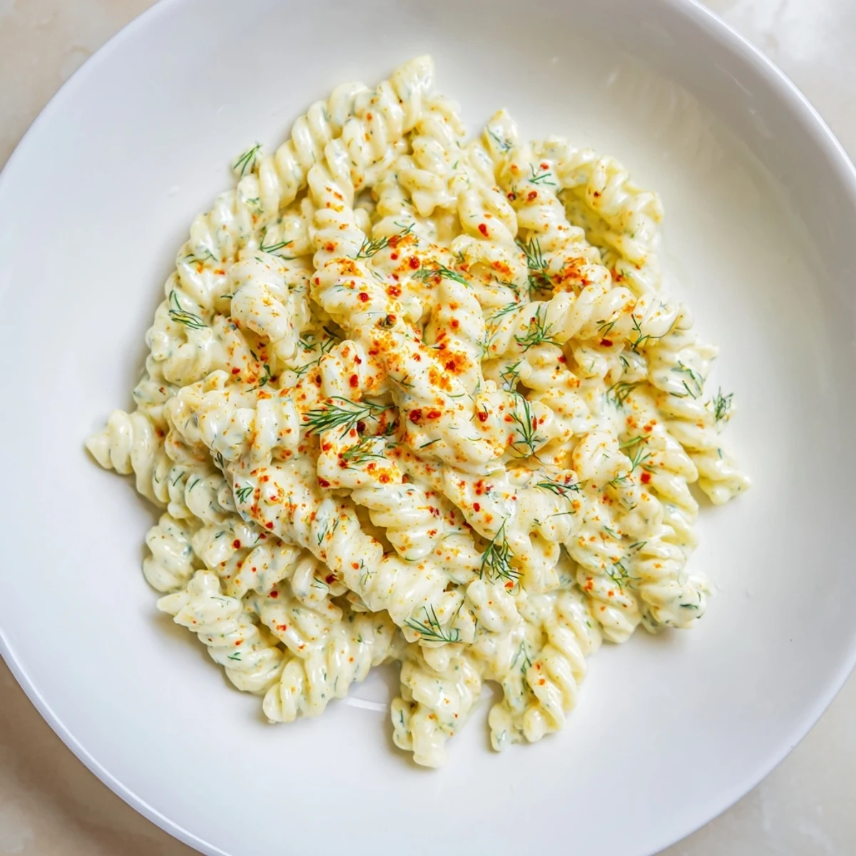 A steaming bowl of Turkish Yogurt Pasta, garnished with fresh herbs and a drizzle of aromatic butter.