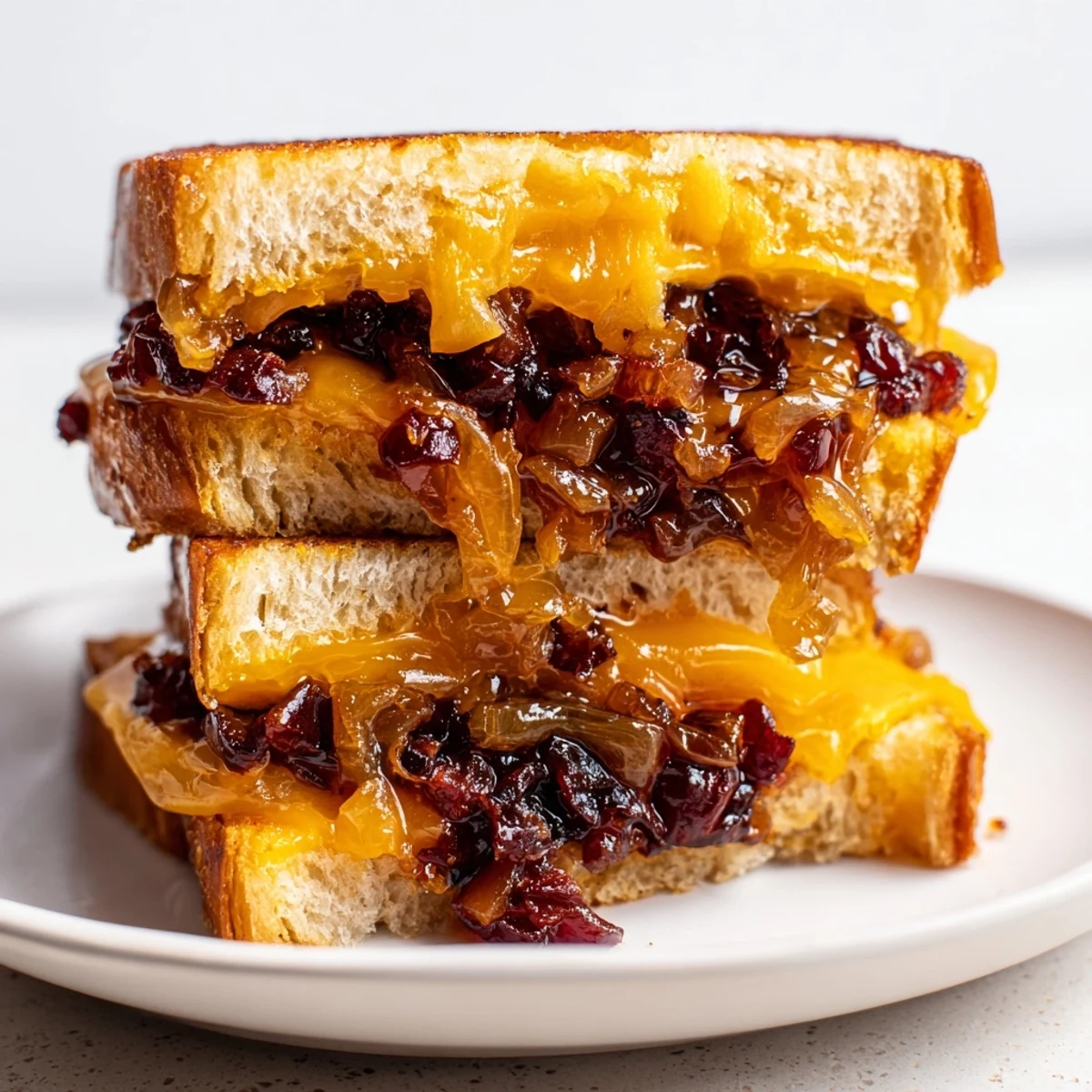 Golden-brown sourdough cradles a savory Bacon Jam Grilled Cheese, ready to be enjoyed.