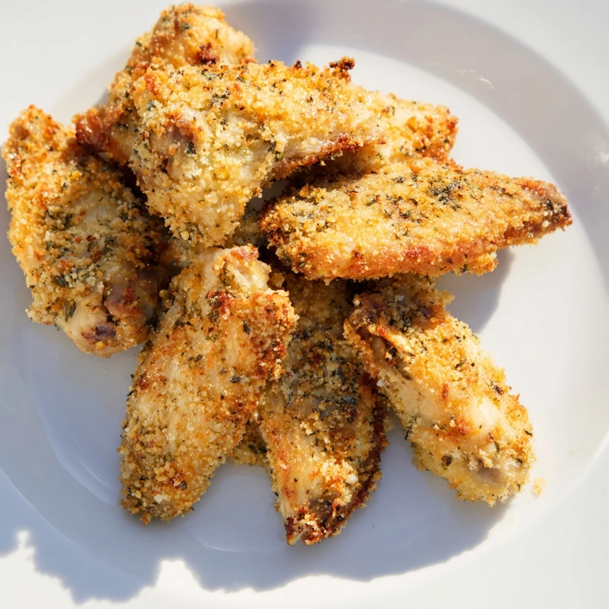 Golden, crispy Baked Parmesan Chicken Wings, ready to be enjoyed with your favorite dipping sauce.