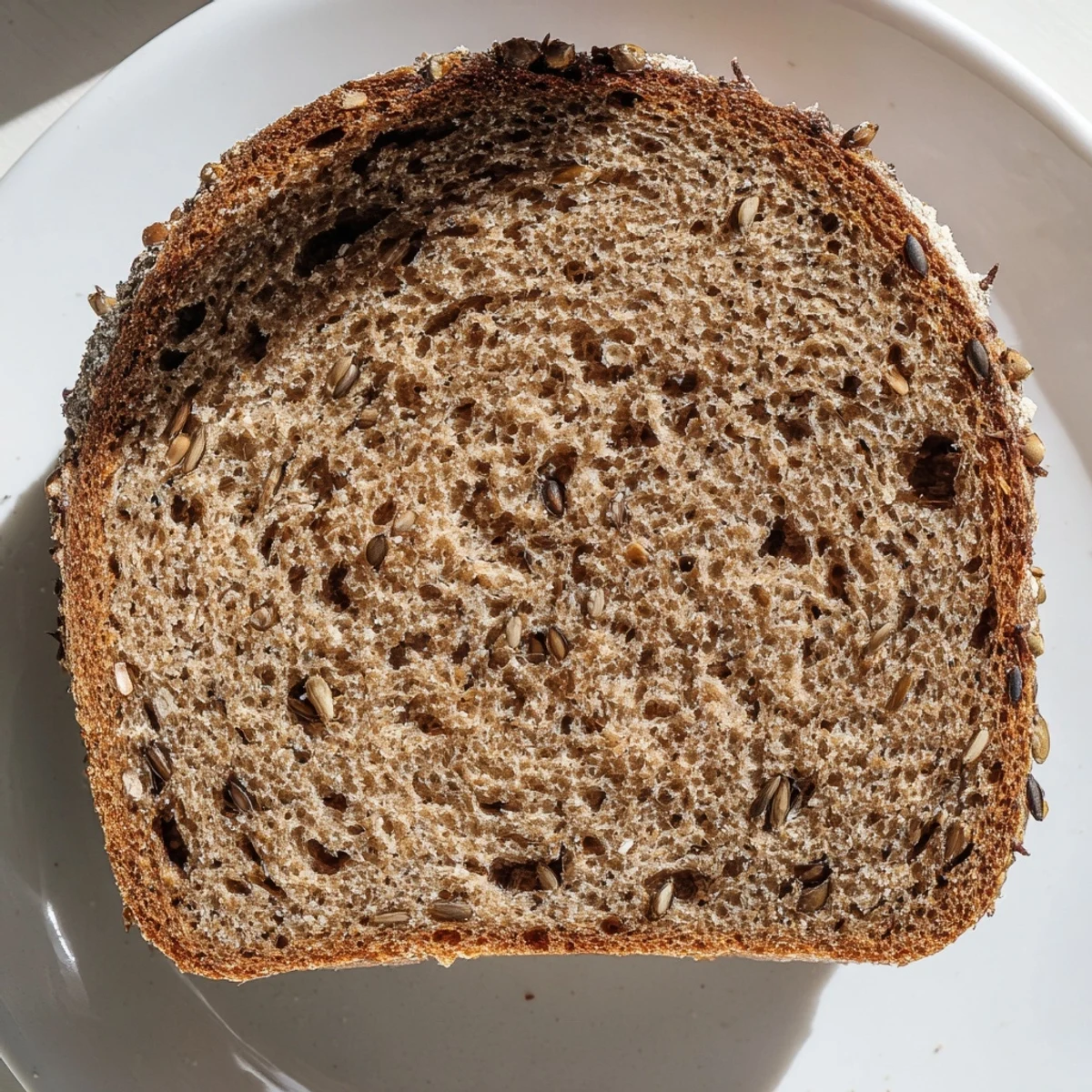 Warm, freshly baked Latvian Rupjmaize: A hearty dark rye loaf, aromatic with caraway, ready for butter.