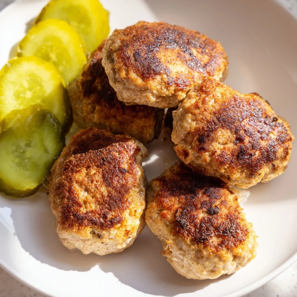 Juicy and flavorful Danish Frikadeller: perfectly pan-fried pork meatballs, smelling delicious and ready to eat.
