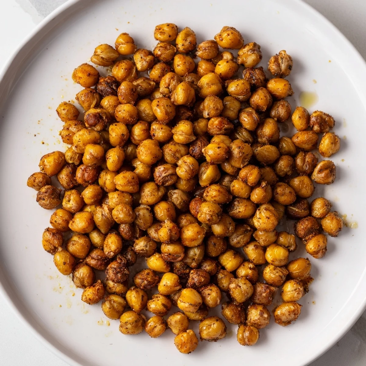 Spiced Crispy Chickpea Snacks in a rustic bowl, garnished with fresh parsley, perfect for dipping or salad toppings.
