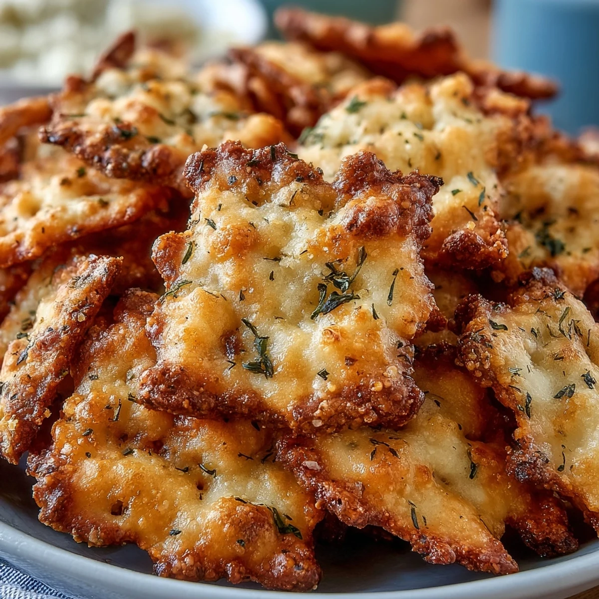 Golden-brown Ranch Oyster Crackers baked to crispy perfection, tossed in zesty ranch seasoning and fresh dill.