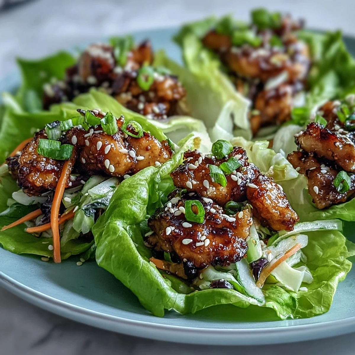 Topped with julienned carrots, purple cabbage, and sesame seeds for color and crunch.