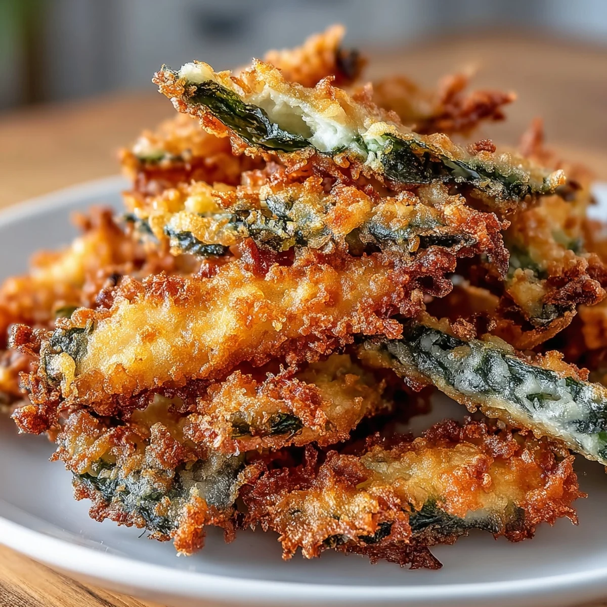 Crispy fried nori sheets in light tempura batter, served with savory dipping sauce for a crunchy umami snack.