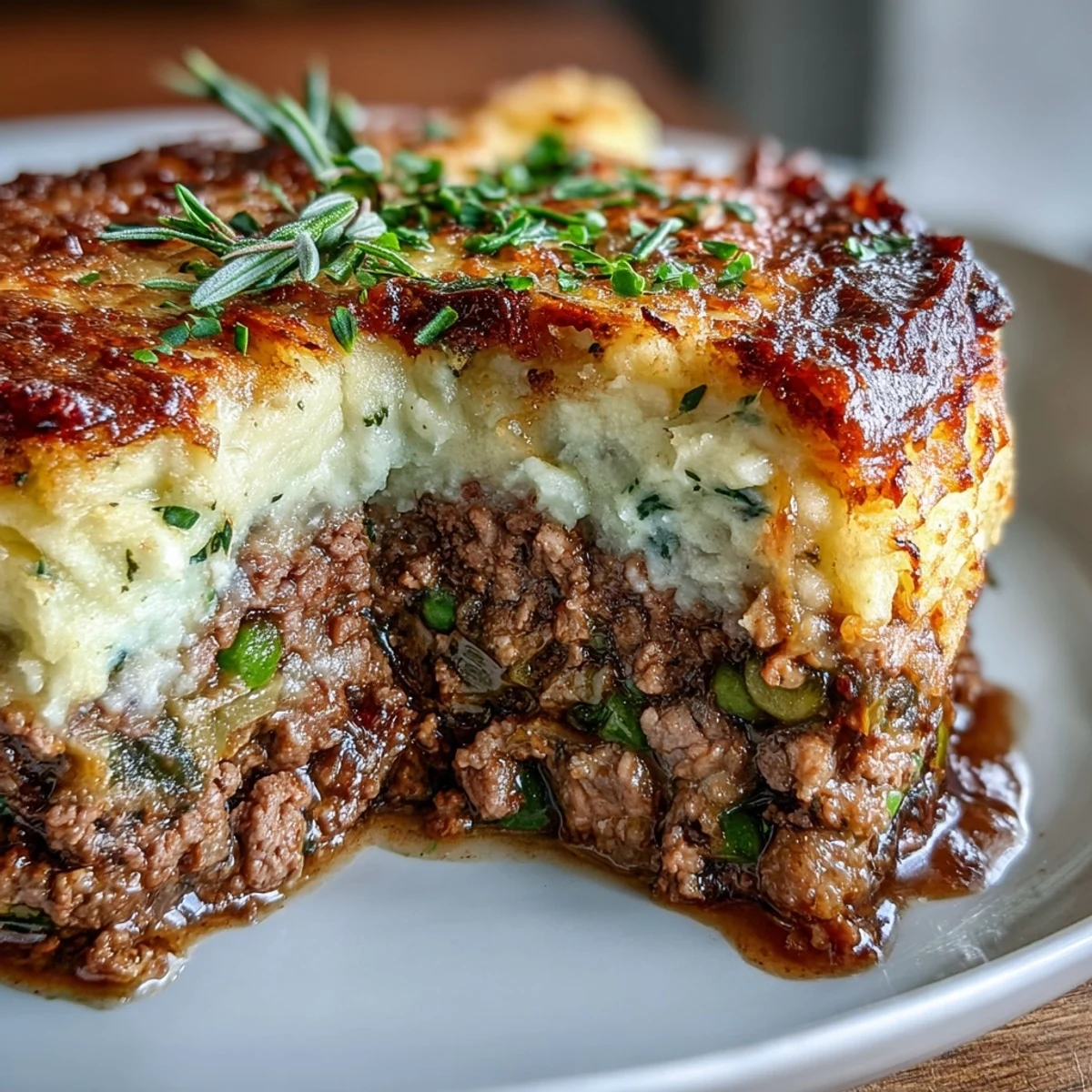 Shepherds pie with cauliflower mash topping, a comforting casserole with savory meat and vegetable filling.