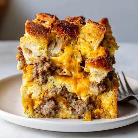 Sausage and Cheese Breakfast Casserole layered with fluffy eggs and savory sausage, perfect for brunch.