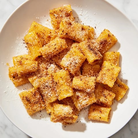 Golden and crispy pasta chips are perfectly displayed, ready for dipping and delicious snacking.