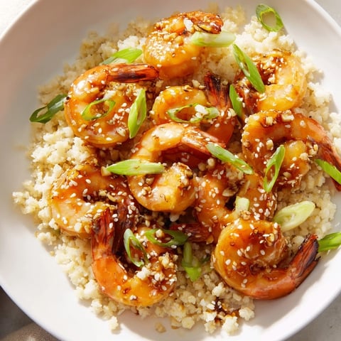 Steaming ginger garlic shrimp bowls brimming with colorful garnishes and a rich soy drizzle.