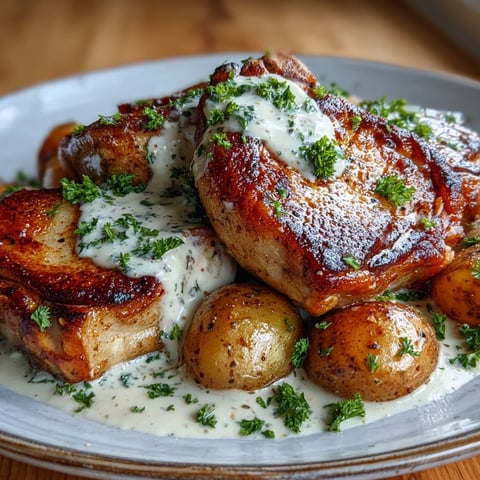 Crockpot Ranch Pork Chops in creamy gravy with tender potatoes and carrots.