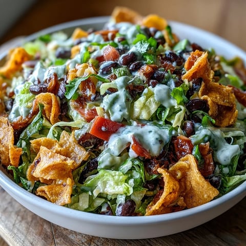 Bright and colorful bowl of Frito Cowboy Cabbage, featuring a creamy chipotle dressing, black beans, and crunchy Chili Cheese Fritos for a Southwestern twist.