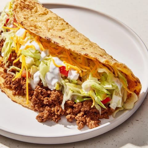Homemade Cheesy Gordita Crunch tacos, ready to eat, feature a warm, cheesy tortilla wrapped around a crunchy shell.