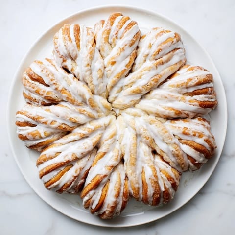 Warm, cinnamon-filled Giant Snowflake Sweet Rolls arranged perfectly on a holiday breakfast table.