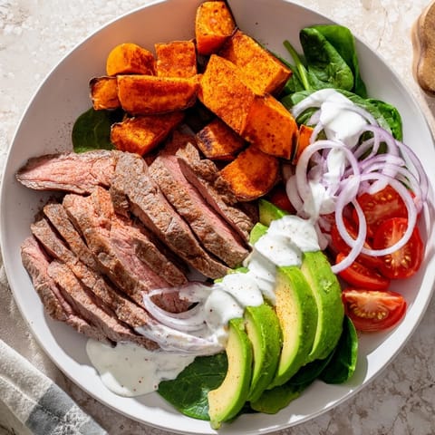 Beef Avocado Sweet Potato Bowl
