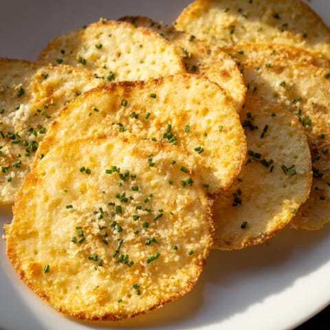 Close-up of baked, crispy cottage cheese chips with visible seasoning, perfect for a high-protein treat.