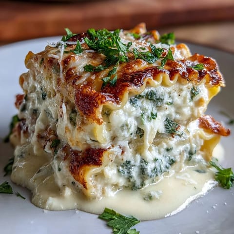Golden-baked Garlic Butter Lasagna Roll-Ups in a white ceramic dish, bubbling with melted mozzarella and Parmesan.