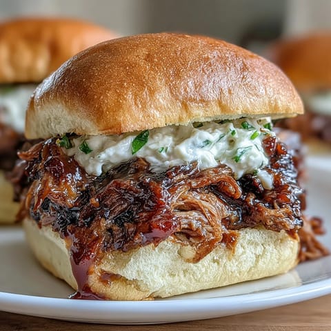 Tender pulled pork sliders with tangy barbecue sauce, served on soft buns and topped with creamy coleslaw—perfect for baby showers and celebrations.
