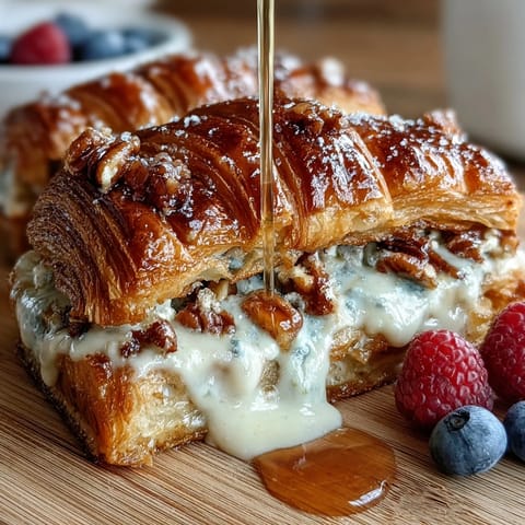 Buttery croissant French toast casserole with fresh berries, baked golden and custardy.  