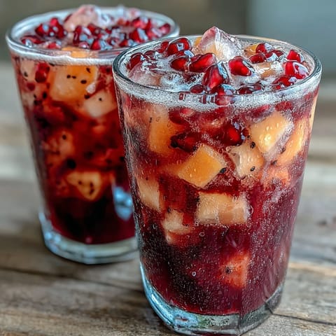 Vibrant mango dragonfruit refresher with tropical fruit cubes and citrus over ice, inspired by Starbucks.