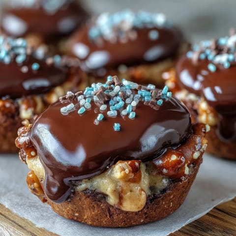 Peanut Butter Eggs: Pretzel Crust Chocolate Cups with a crunchy, salty pretzel base and creamy peanut butter filling, topped with glossy chocolate.