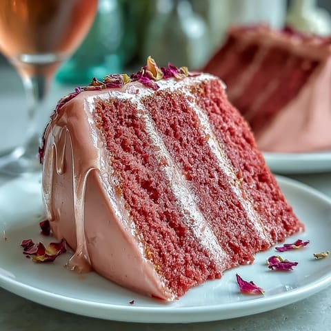 Bridal shower Rosé Velvet Cake: elegant pink layers with shimmering gold drip.