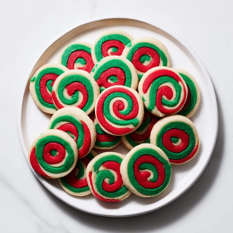 Brightly colored Holiday Pinwheel Cookies: A close-up view of the spiral design before enjoying with a coffee.