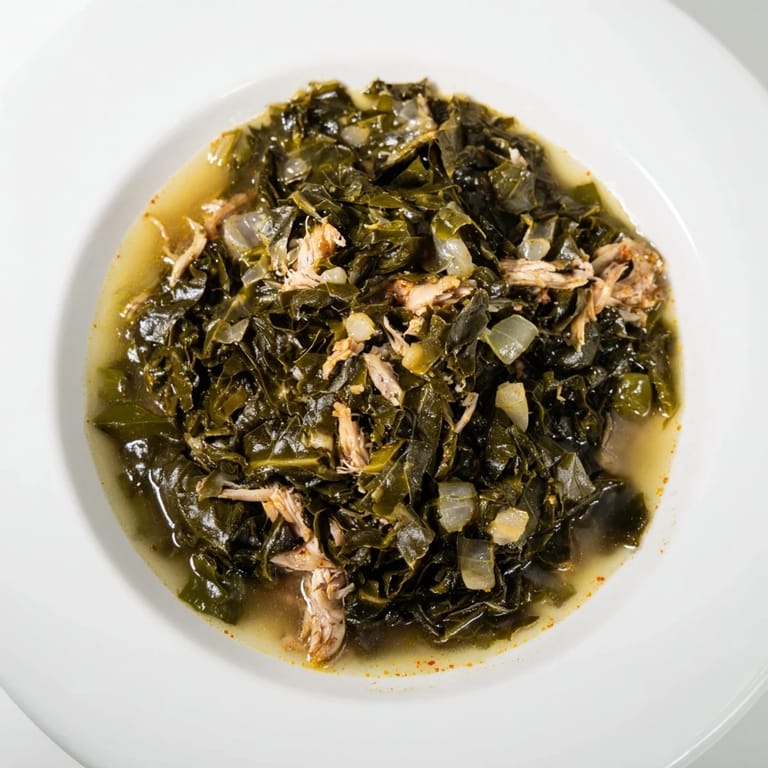 Hearty Southern Style Collard Greens recipe, featuring tender greens and flavorful smoked turkey.