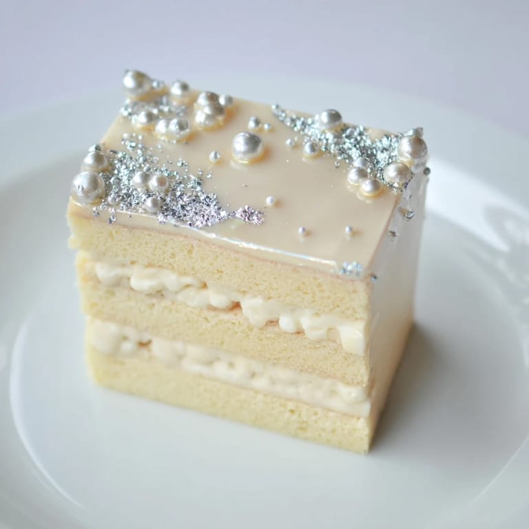 This Diamond Ring Engagement Board features an elegant design with a glistening white chocolate mirror glaze.