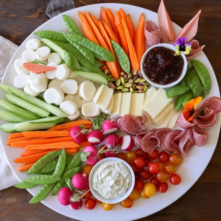 An elegant Dragonfly Dance appetizer tray featuring a tempting array of fresh ingredients, ready to enjoy.