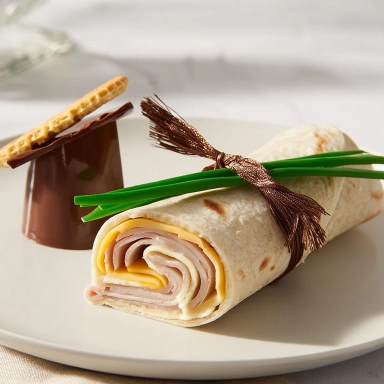 Savory Graduation Cap Diploma Snack Wraps, tightly rolled with visible chive ties, prepared perfectly for graduation.