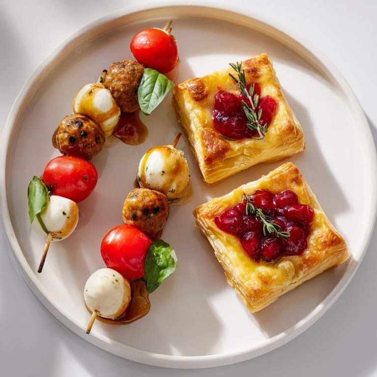 Joy to the World Festive Appetizer Trio: A platter of vibrant appetizers perfect for holiday gatherings and parties.