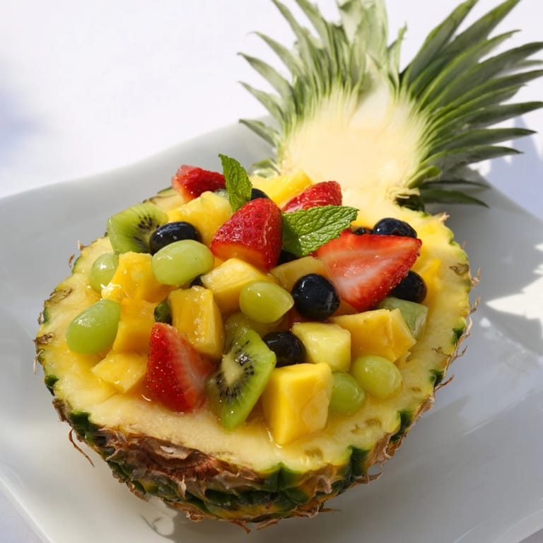 This show-stopping Tropical Pineapple Fruit Boat is a refreshing dessert featuring juicy pineapple and berries.
