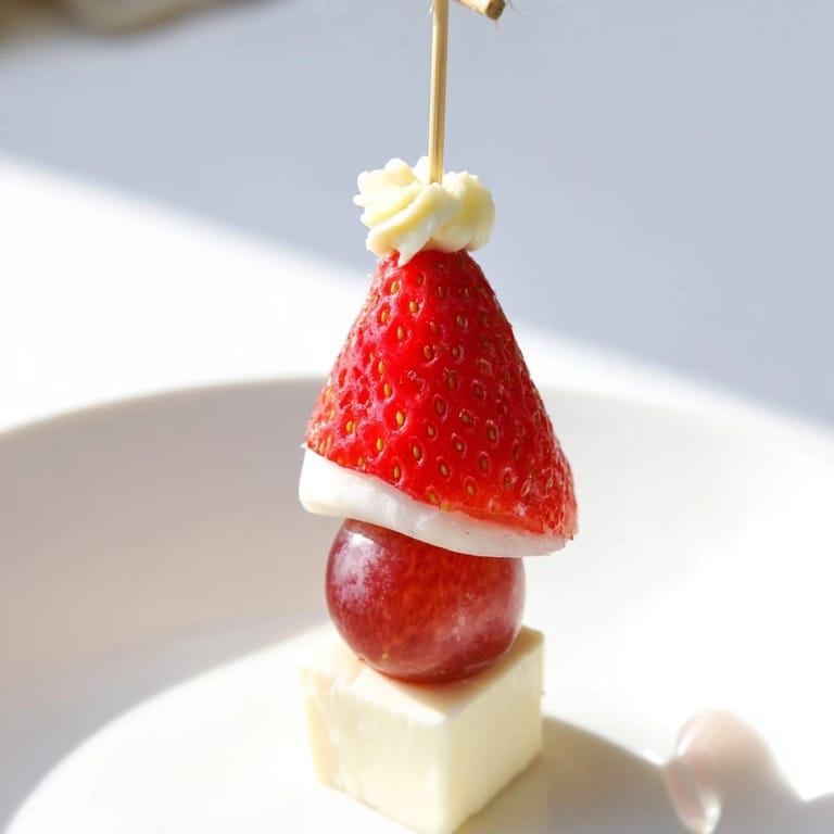 This Santa Hat Fruit and Cheese Platter is a colorful, easy appetizer, featuring festive holiday flavors.