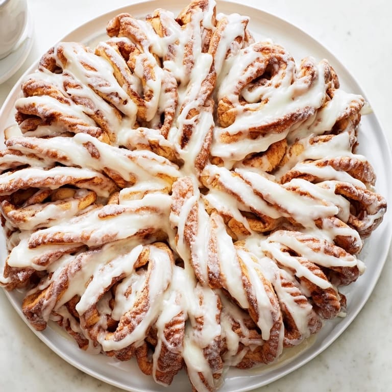 Soft, pull-apart pieces of a Giant Snowflake Sweet Roll, showcasing the flavorful layers inside.